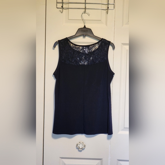 Emma&Olive Dressy Sleeveless Top with Delicate Lace Detail - Picture 2 of 5